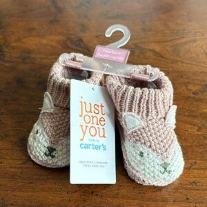 NWT Newborn Carter's Blush Bunny  Baby Booties